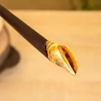 Заколка для волос фигурная, дерево Соно, ракушка, 20 см, цв. тёмно-коричневый