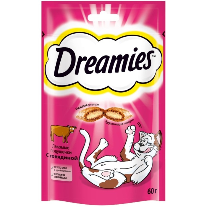 Лакомство Dreamies для кошек, говядина, 60 г