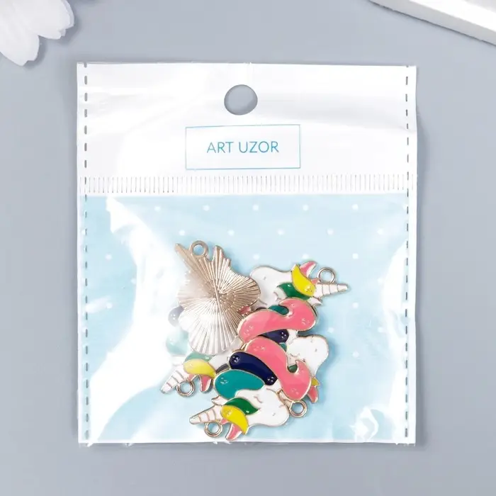 Декор для творчества металл, эмаль &laquo;Единорог с радужной гривой&raquo;, 3&times;2 см