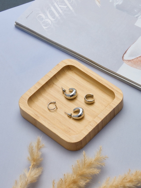 Набор серьги и каффы 4 шт. &laquo;Бублик&raquo;, цвет серебро