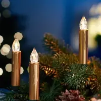 Светодиодные &laquo;Свечи на прищепках золотистые&raquo; 9 см, набор 10 шт, 10 LED, от батареек АААх6, пульт, свечение тёплое белое