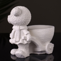 Кашпо "Медведица с тележкой" 10х10х6 см, натуральный