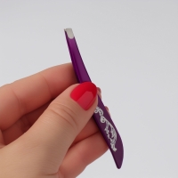 Пинцет скошенный, узкий, 9 см, цвет МИКС