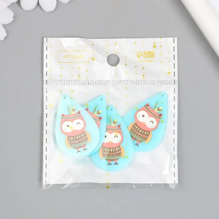 Декор для творчества акрил "Совёнок-индеец" 0,2х2,6х3,9 см