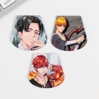 Закладки магнитные для книг, 3 шт &laquo;Аниме. Парни&raquo;