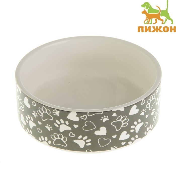Миска керамическая "Лапки" 250 мл, 11,5 х 4,5 см, серая