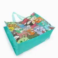 Сумка хоз Котики, 45*20*37, отдел без молнии, зеленый