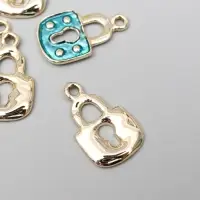 Декор для творчества металл "Голубой замочек" серебро, эмаль 1,6х1,1 см