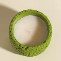 Свеча в вулканическом подсвечнике "Лава" зелёная 8,5х8,5х7,5 см