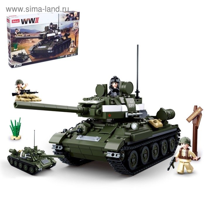 Конструктор Армия ВОВ &laquo;Боевой танк Т34-85&raquo;, 2 варианта сборки, 687 деталей