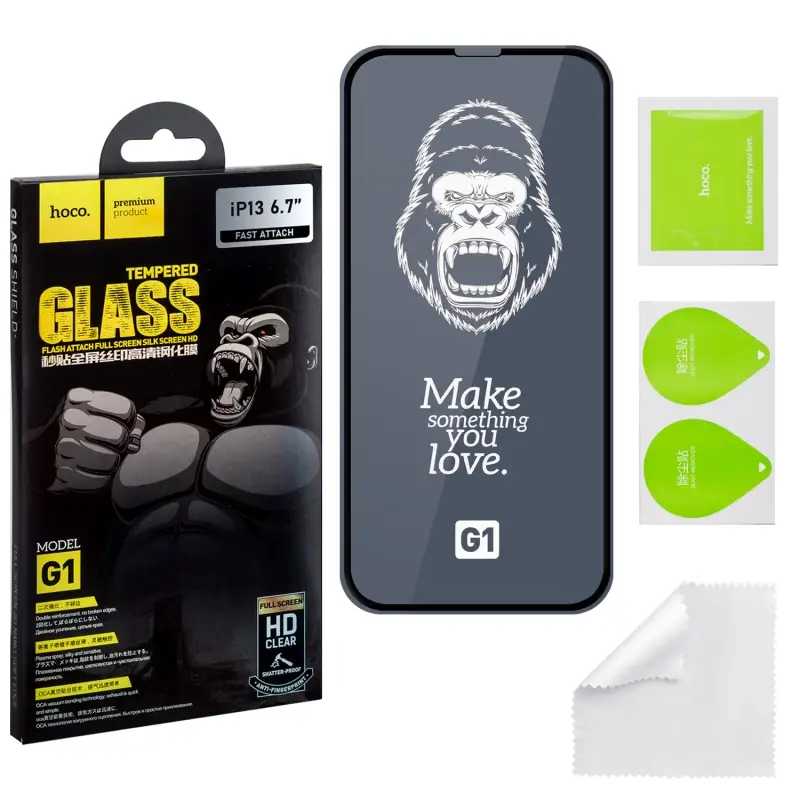 Защитное стекло iPh 13 Pro Max/14 Plus (6.7) Full Screen G1 HOCO черное