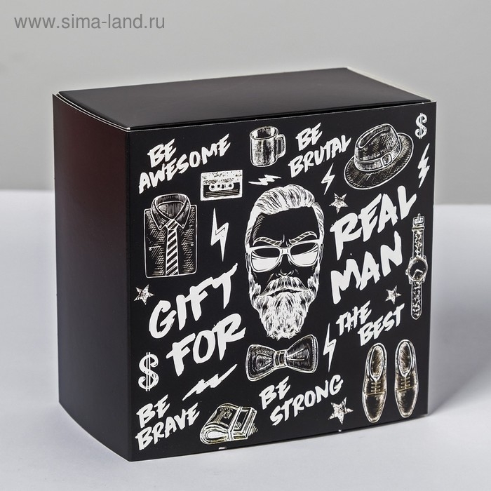 Коробка подарочная складная, упаковка, &laquo;Gift for real man&raquo;, 14 х 14 х 8 см