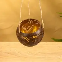 Подсвечник подвесной из кокоса, 9-12 см, коричневый