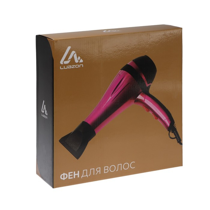 Фен Luazon LGE-004, 3800 Вт, 2 скорости, 3 температурных режима, красно-черный