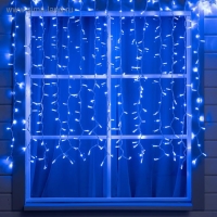 Гирлянда &laquo;Занавес&raquo; 2 &times; 1.5 м, IP65, УМС, белая нить каучук, 300 LED, свечение синее, 220 В