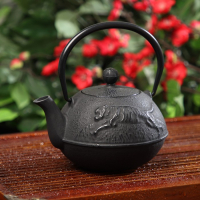 Чайник для плиты Доляна &laquo;Чёрный тигр&raquo;, 700 мл, с ситом, чугун, эмалированное покрытие внутри, индукция, цвет чёрный