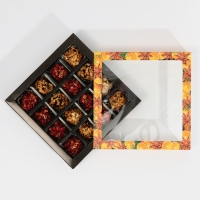 Коробка под 16 конфет с ячейками &laquo;Вкусный новый год&raquo; 17,7 х 17,7 х 3,8 см, Новый год