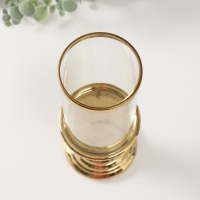 Подсвечник керамика, стекло на 1 свечу "Иллюзия. Зебра" d=7,5 см золото 9х9х24 см