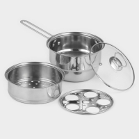 Пароварка-яйцеварка из нержавеющей стали &laquo;Вейлер&raquo;, 18&times;22 см, стеклянная крышка, цвет хромированный