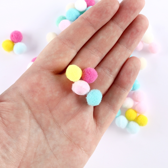 Текстильные детали для декора &laquo;Бомбошки&raquo;, набор 120 шт., размер 1 шт. &mdash; 1,2 см, цвет МИКС