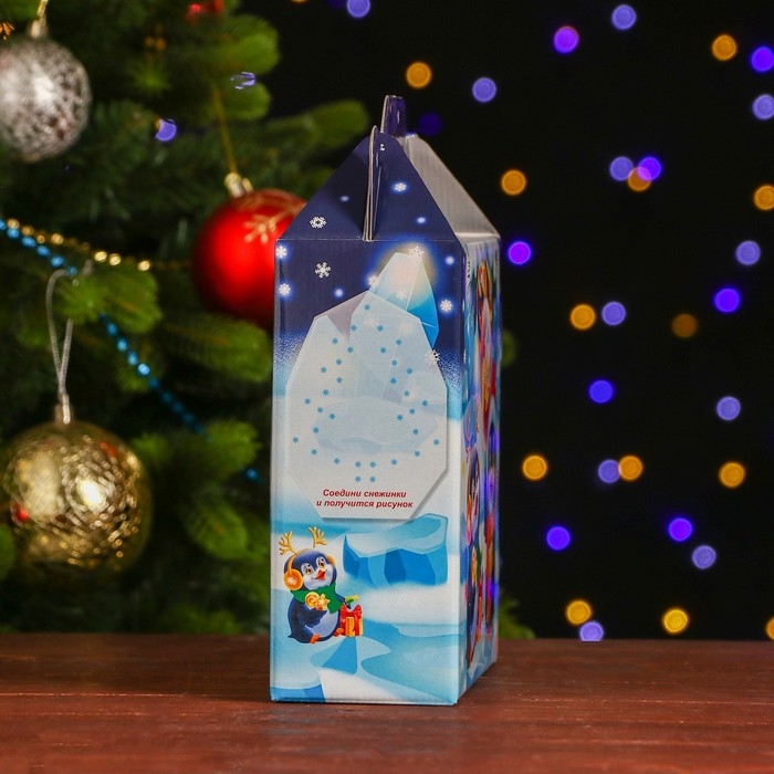 Новый год. Подарочная коробка "Пингвины", 17,5 х 20 х 7 см.