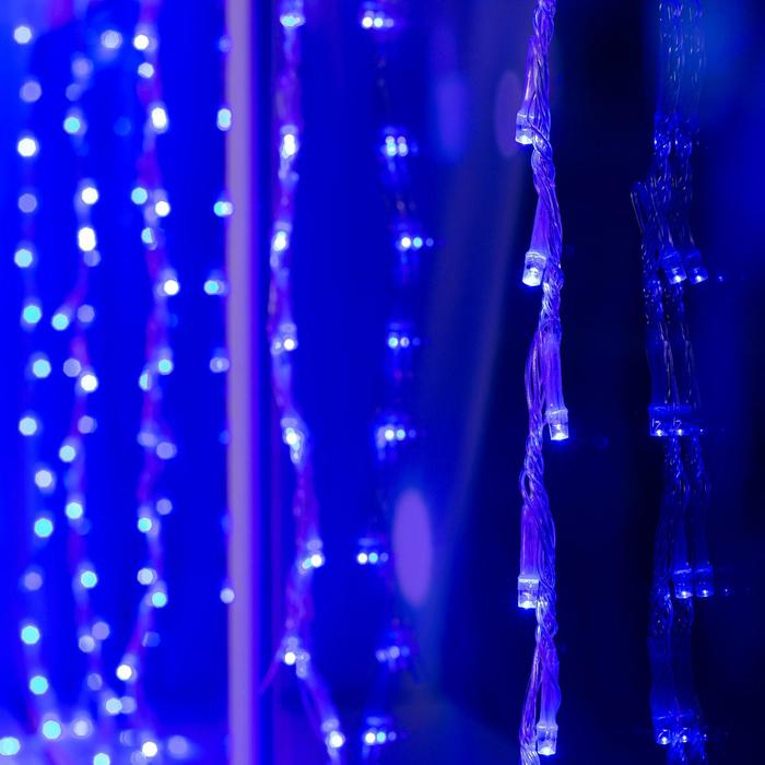 Гирлянда &laquo;Водопад&raquo; 2 &times; 1.5 м, IP20, прозрачная нить, 400 LED, свечение синее, 8 режимов, 220 В