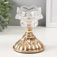 Подсвечник металл, стекло на 1 свечу "Ледяной цветок" d=5 см золото 8х8х12 см