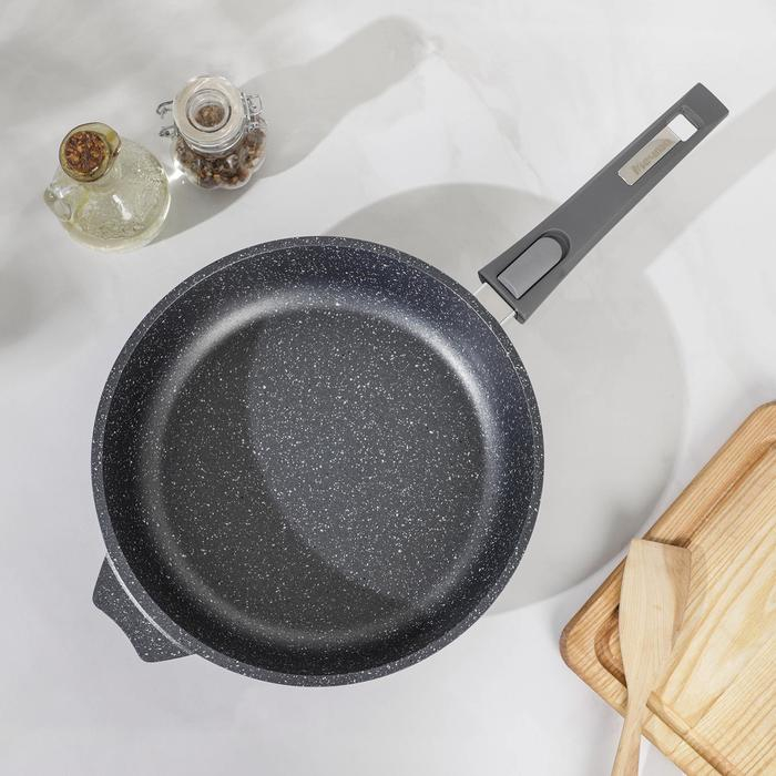 Сковорода &laquo;Гранит&raquo;, d=26 см, съёмная ручка, антипригарное покрытие, цвет серый