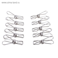Прищепки из нержавеющей стали (набор 10 шт.), 6&times;1,5&times;2, цвет хром