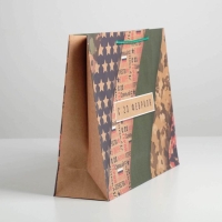 Пакет подарочный крафтовый горизонтальный, упаковка, &laquo;С 23 февраля&raquo;, L 40 х 31 х 11,5 см