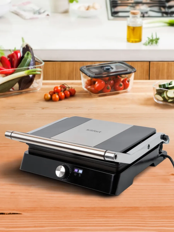 Электрогриль КТ-1662 двусторонний гриль электрический 2200Вт