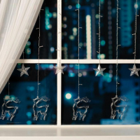 Гирлянда &laquo;Бахрома&raquo; 2.4 &times; 0.9 м с насадками &laquo;Олень&raquo;, IP20, прозрачная нить, 138 LED, свечение мульти, 8 режимов, 220 В