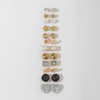 Пусеты 12 пар One year, сердцем к сердцу, цвет цветные в золоте