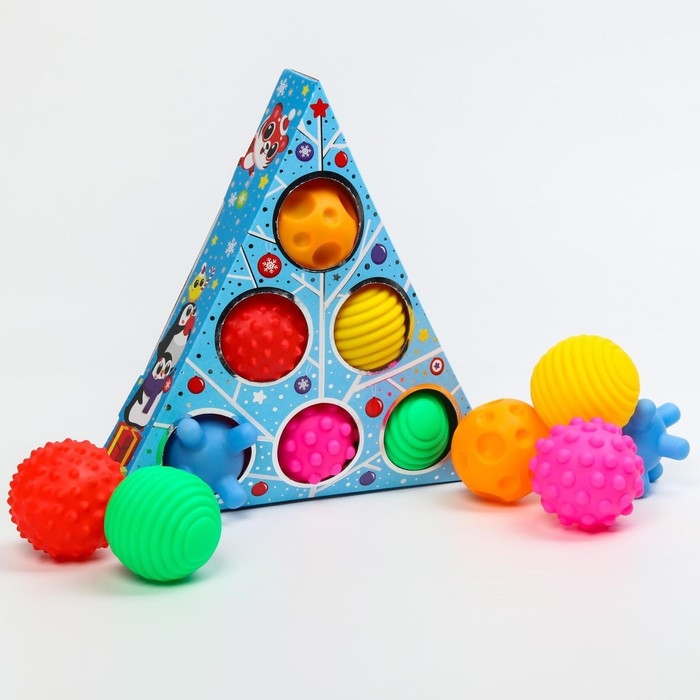 Подарочный набор развивающих мячиков &laquo;Голубая ёлочка&raquo;, 6 шт., новогодняя подарочная упаковка, Крошка Я