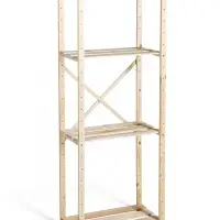 Стеллаж деревянный, 4 полки, 140&times;50&times;28 см, напольный, с регулируемыми полками