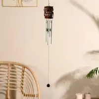 Музыка ветра "Сова с цветочками" дерево, металл 5х5х40 см