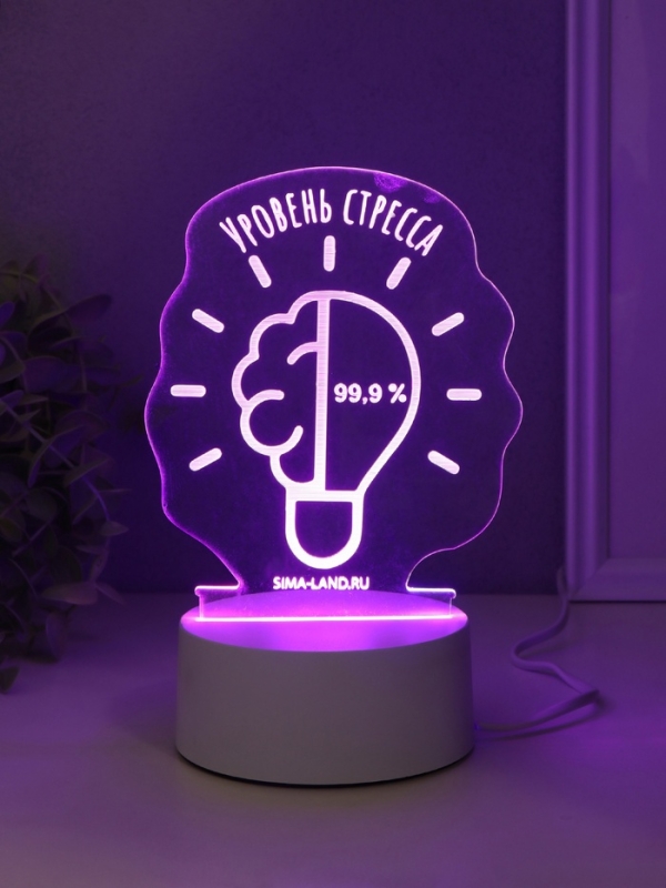 Светильник "Уровень стресса 99,9%" LED RGB от сети RISALUX 9,5х12,8х14,9 см