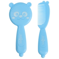 Набор для ухода за волосами: расческа и щетка &laquo;Мишка&raquo;,  цвет голубой