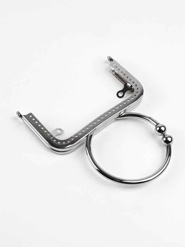 Фермуар пришивной, 12.5&times;7.5 см, с ручкой d=7.5&times;9 см, цвет серебристый