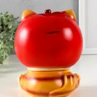 Копилка для денег &laquo;Кот в костюме яблоко&raquo;, гипс, красный, 21&times;17&times;17 см