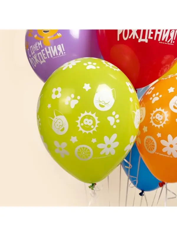 Воздушные шары латексные 12" &laquo;Котенок Котэ, С Днем Рождения&raquo;, 25 шт., МИКС