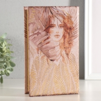 Сейф-книга дерево, кожзам "Девушка в листьях" золото тиснение 21х13х5 см