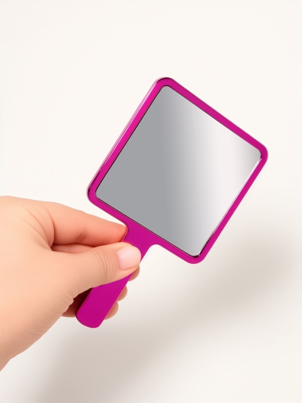 Зеркало с руч квад-т (1) б/увел ГАЛЬВАНИКА 16*9см пласт роз подвес QF