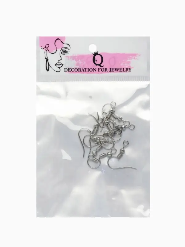 Швензы для сережек-крючки с бусиной (набор 5 пар), серые