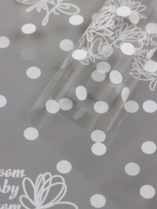 Пленка прозрачная с рисунком Flower Blossons Белый 0.7&times;8.2&plusmn;5%м