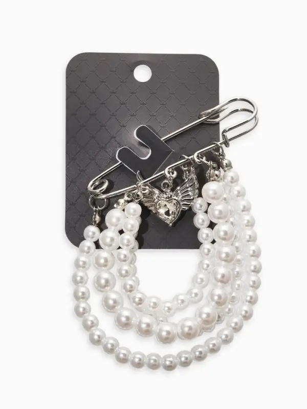 Булавка "Жемчужная россыпь", l=6.5, d=5+6+8 цвет белый в серебре