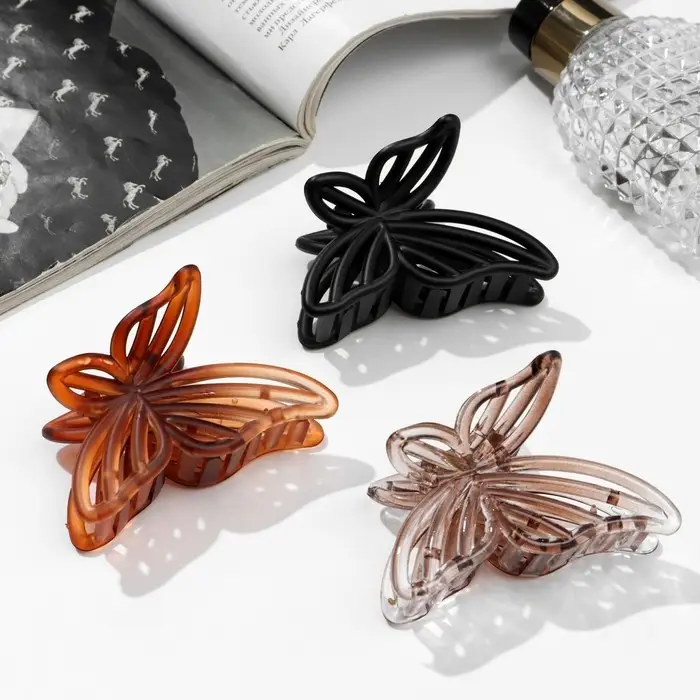 Крабик для волос &laquo;Глянец&raquo;, бабочка полоски, 7 см, МИКС