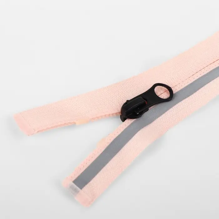 Молния &laquo;Спираль&raquo;, №5, разъёмная, со светоотражающей полосой, замок автомат, 80 см, розовая