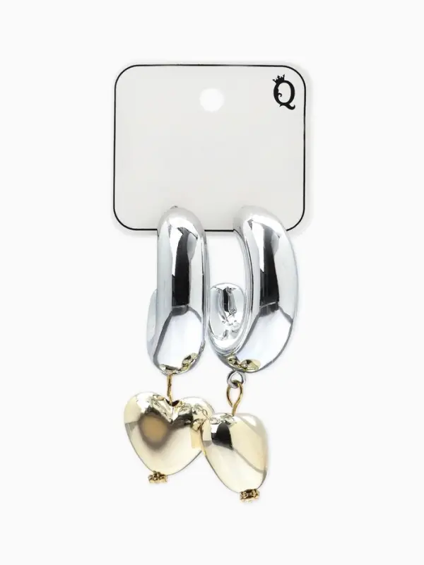 Серьги &laquo;Новый стиль. Сердечки&raquo;, d=3 см, цвет серебристо-золотистый