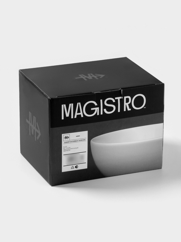 Тарелки глубокие Magistro Mien, 500 мл, d=14 см, набор 6 шт, фарфор, белые